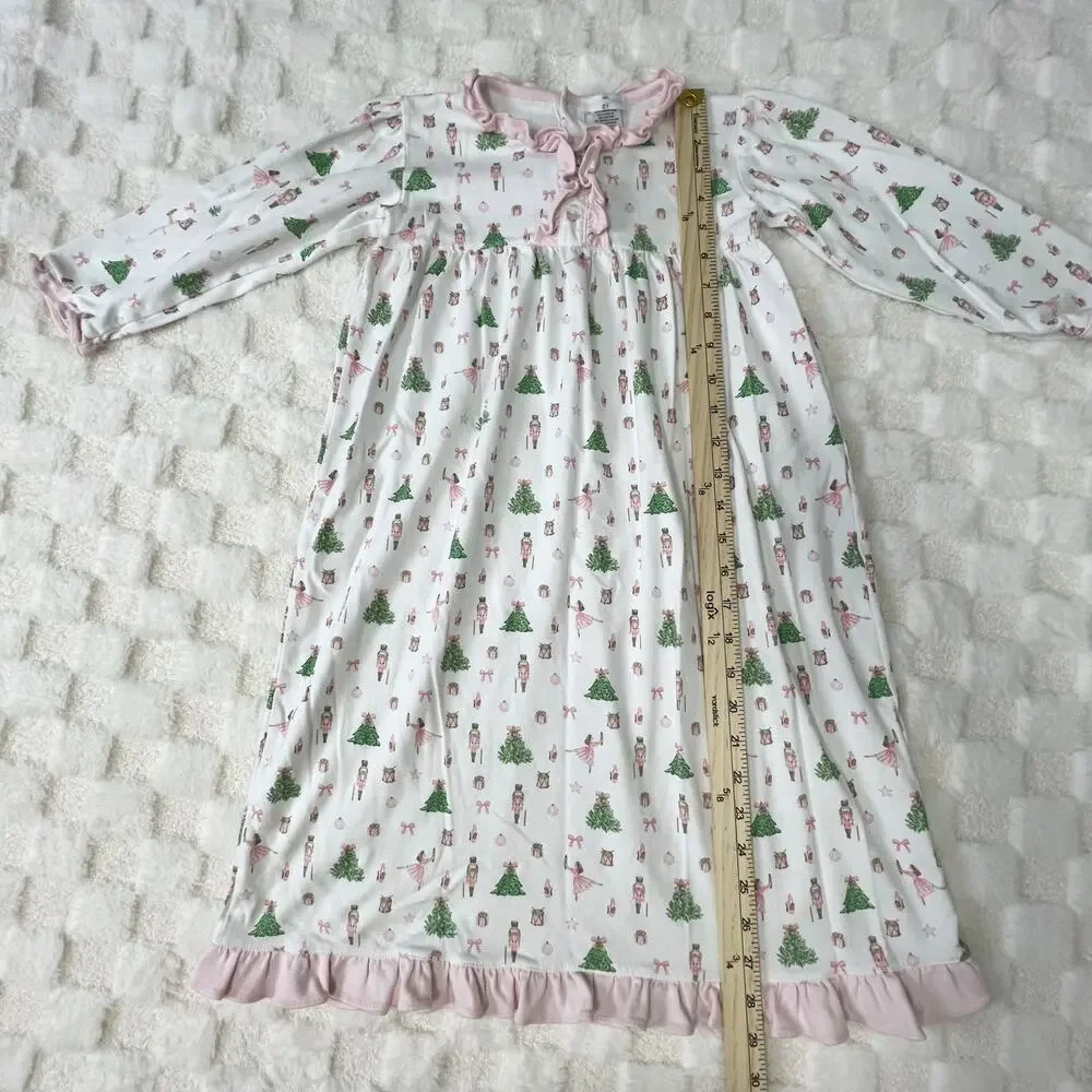 Baby Loren Girls Nightgown Dress Ballet Ruffle Long Sleeve Size 8 Lounge Style